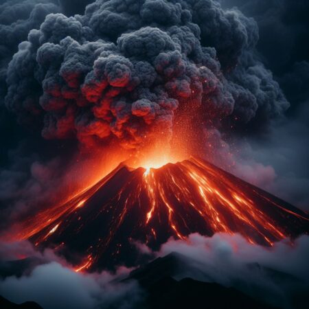 active volcano erupting