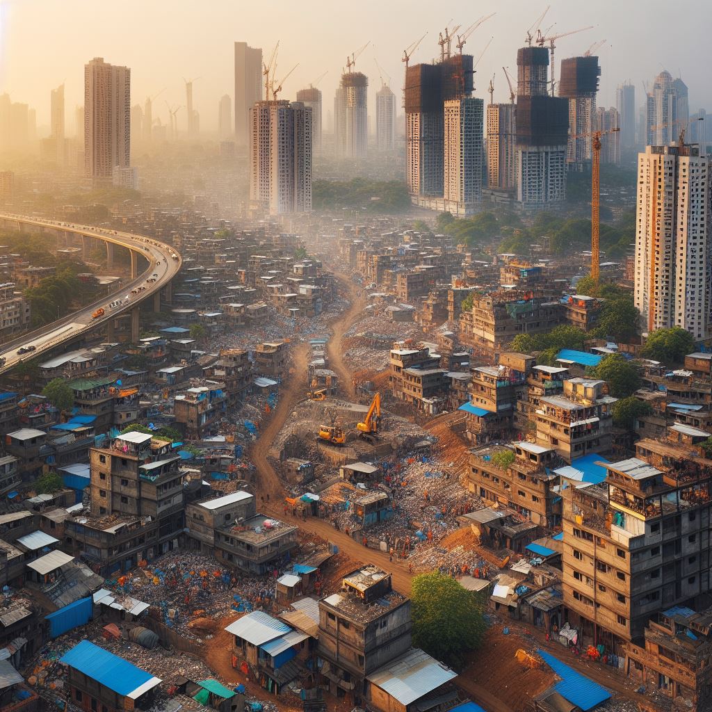 create dharavi slum in mumbai being transformed into skyscrapers
