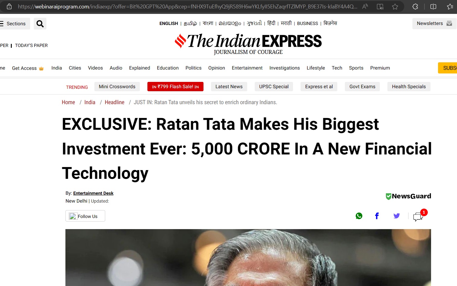 Fake Ad Under Rata Tata Name