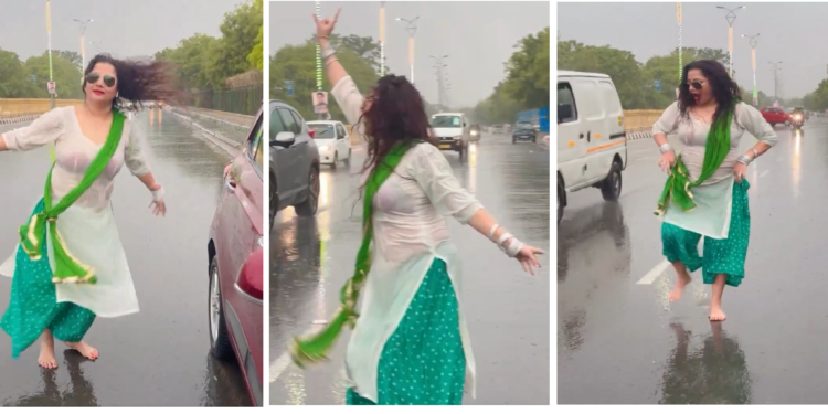 woman dance on road