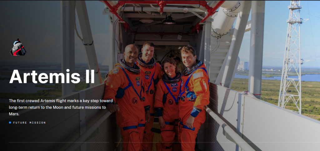 Artemis II Moon Mission - We'll Be Sending Humans Around the Moon Soon - NASA 2 The four Artemis II crew members stand together in NASA spacesuits ahead of their upcoming mission around the Moon.