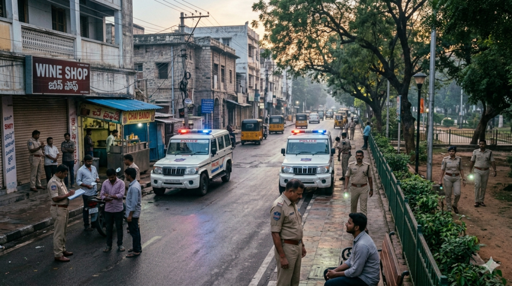 Secunderabad Special Enforcement Drive: Police Crack on Public Drinking and Smoking 1 Hyderabad police teams conducting inspections during the Secunderabad Special Enforcement Drive against public drinking and smoking in public places.