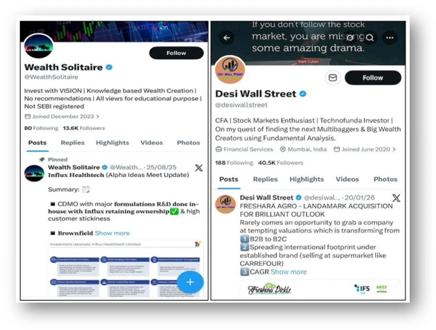 The Gupta Family Telegram Pump and Dump Scam 2 social media account called “WealthSolitaire,” while Aniket Gupta managed another handle known as “desiwallstreet.”