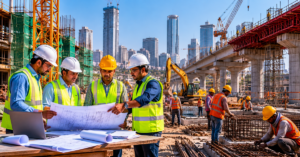 India GDP Growth FY26 Reaches 7.7%, Outpacing Earlier Estimates Construction site teamwork in urban skyline