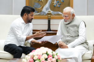 Revanth Urges Modi on Tummidihatti Project to Accelerate Telangana Irrigation Plans Revanth Reddy meeting Prime Minister Narendra Modi to discuss the Tummidihatti irrigation project and Telangana development initiatives.
