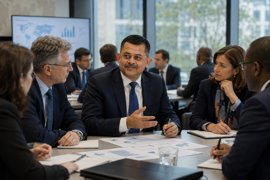 Neelkanth Mishra Named World Bank Executive Director for India 1 Neelkanth Mishra at Global development finance and policy discussion at an international institution