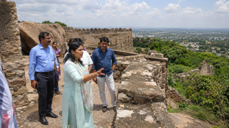 exploring the old fort ruins by district collector medak