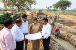 Telangana Government Targets 12 Crore Workdays Under VBG Ram-G Employment Scheme Construction site inspection in rural landscape